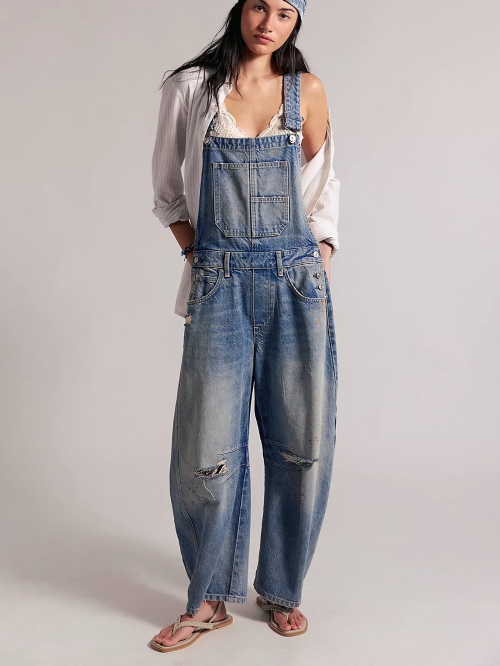 Free people We The Free Good Luck Barrel Overalls distant oceans